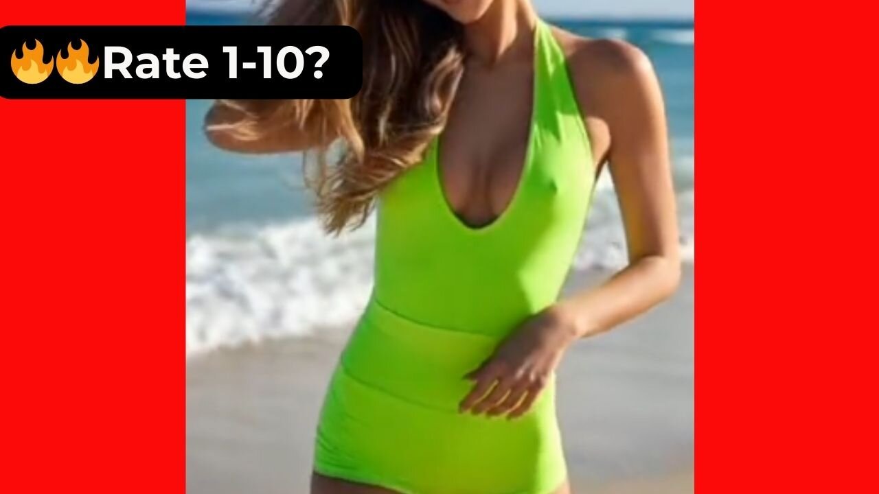 🔥 Rate Her Body in This Neon Green Swimsuit 1-10? 😍 Supermodel 4K
