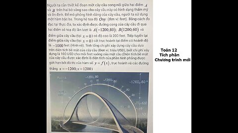 Toán 12: Tích phân: Thủ thuật Flexio: Người ta cần thiết kế đoạn một cây cầu cong nối giữa hai điểm