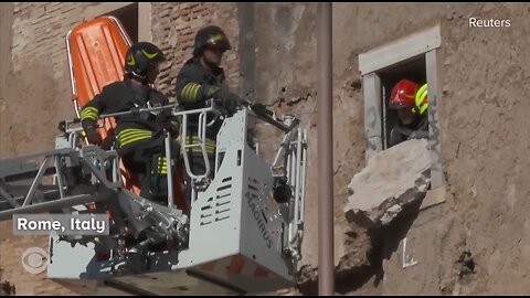 Collapse of medieval tower in Rome captured in videos