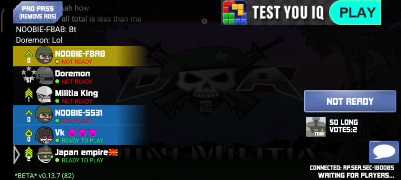 Mini militia coward player on online match