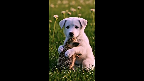 puppy save hedgehog life