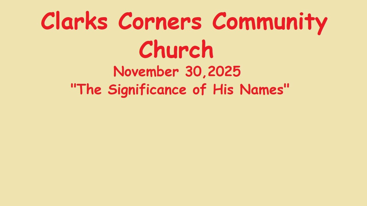 11/30/2025 The Significance of His Names