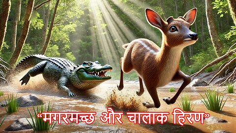 मगरमच्छ और चालाक हिरण | बुद्धिमानी से बचाव | नैतिक कहानी