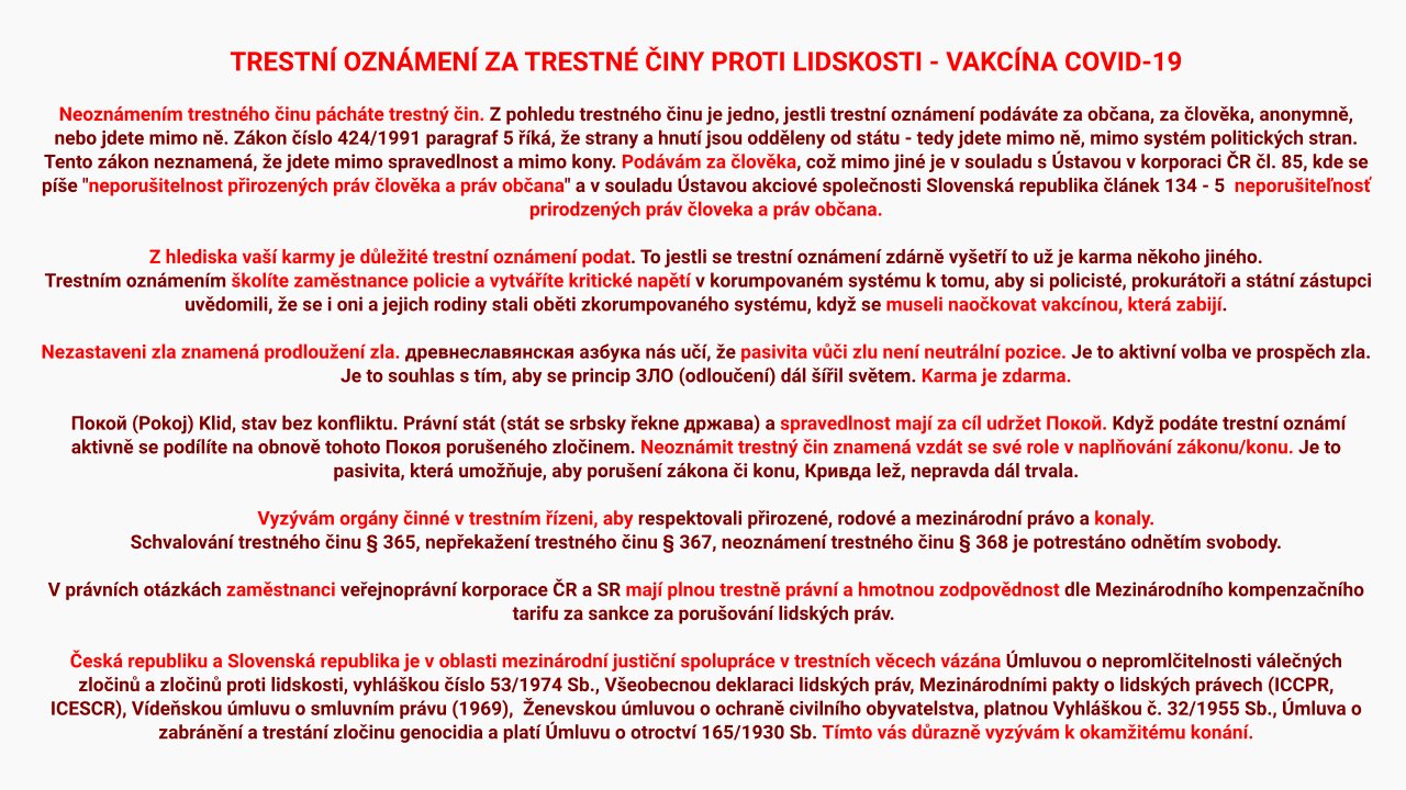 TRESTNÍ OZNÁMENÍ COVID-19