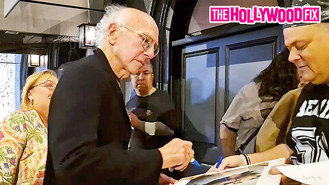 Larry David Signs 'Seinfeld' Autographs For Fans While Leaving Dinner At Craig's In West Hollywood