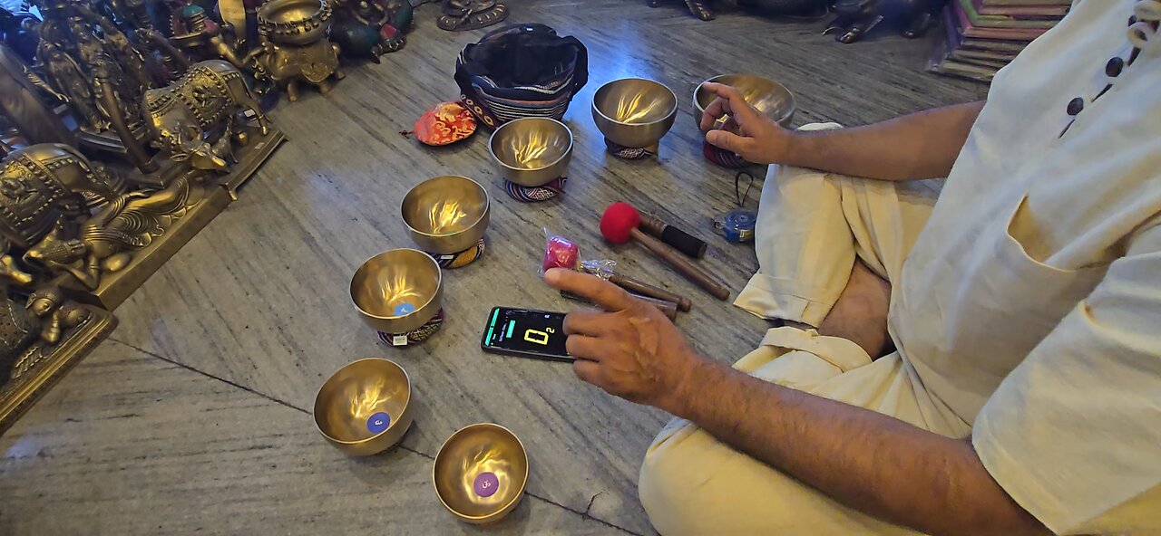 small handmade singing bowl set