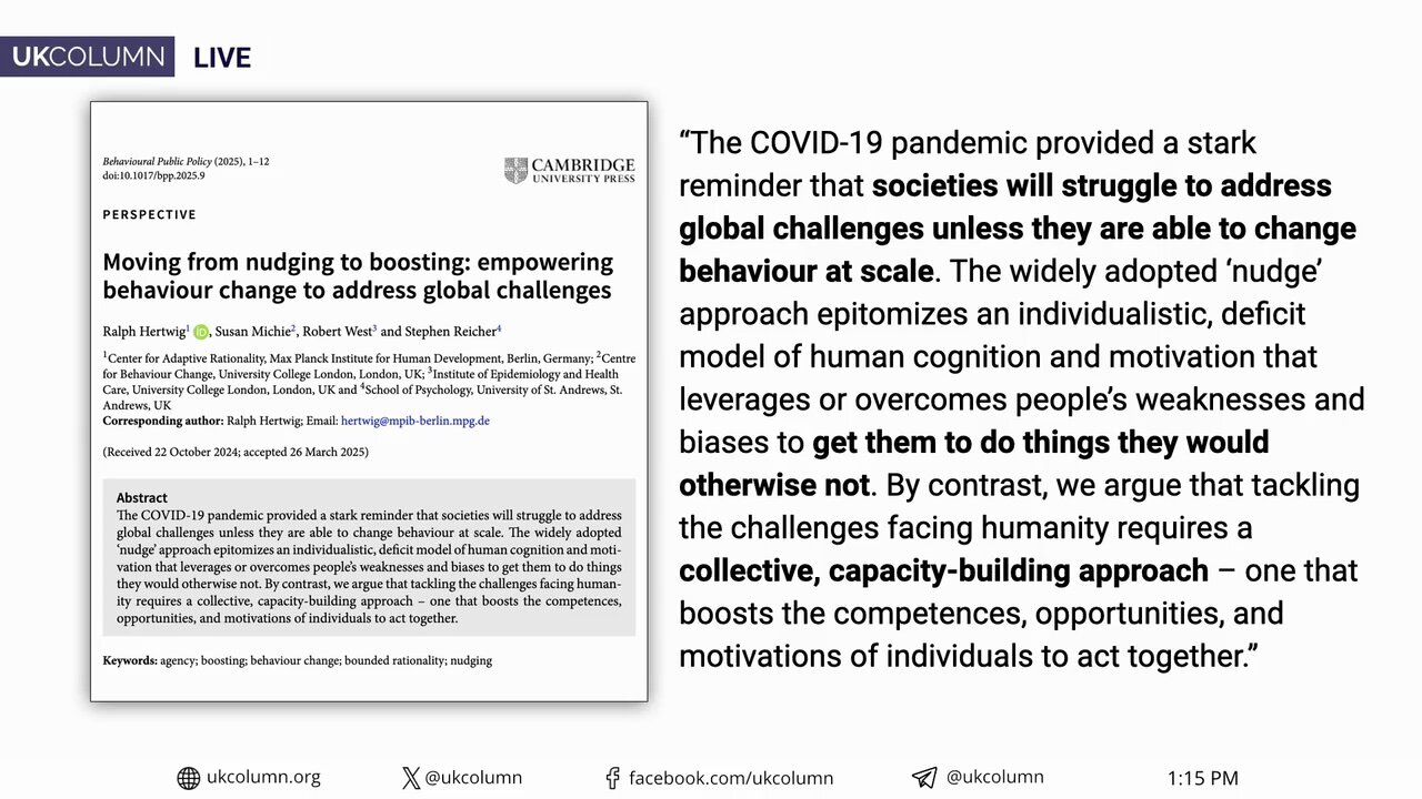 Beyond Nudging: Introducing the Concept of 'Boosting’ for Behaviour Change - UK Column News
