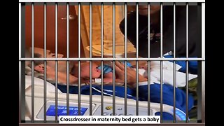 Crossdresser man in maternity bed gets a newborn delivered to it