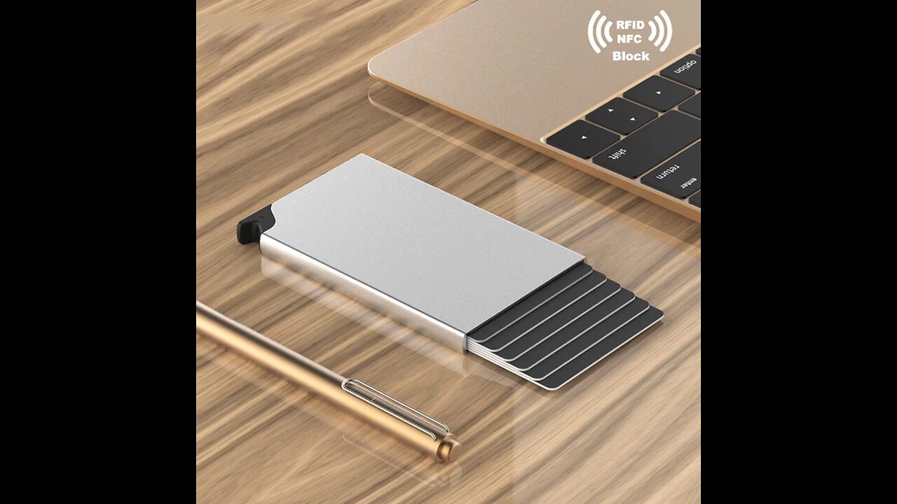 RFID Simple Slim Mini Automatic Pop-up Aluminum Card Holder, Anti-magnetic & Anti-theft