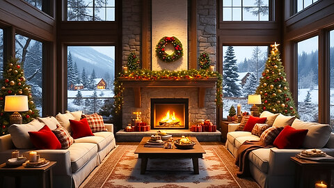 24/7 Luxury New York Apartment Fireplace 🔥 Winter Ambience | No Music | Realistic Fire Sound