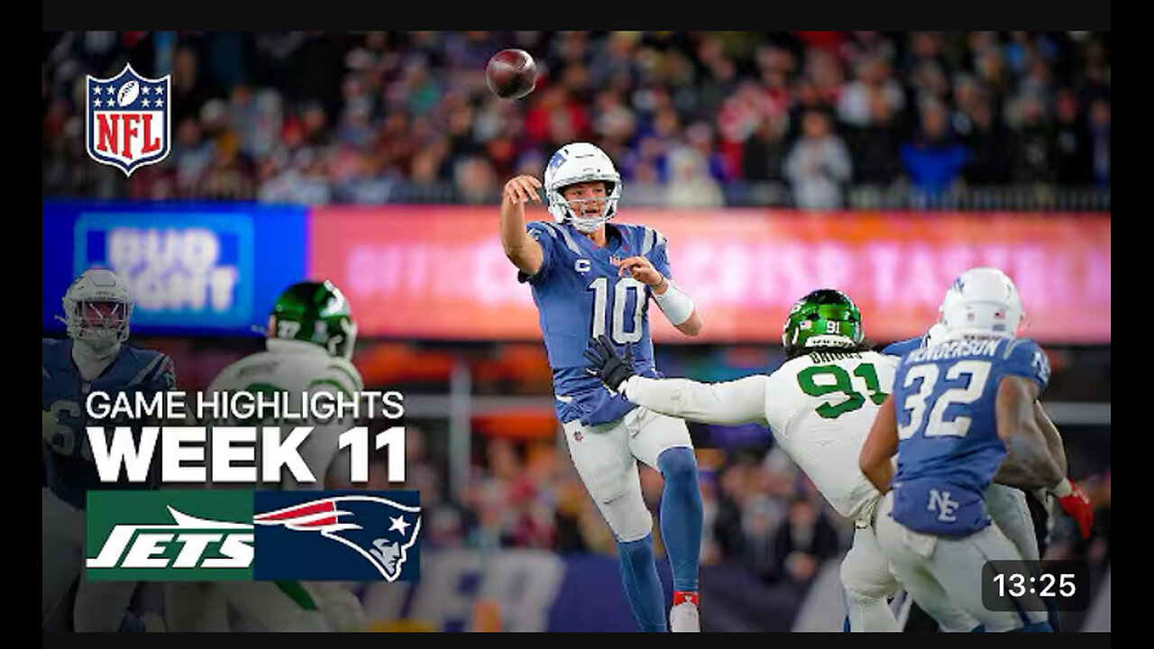 New York Jets vs New England patriots week 11 game highlights