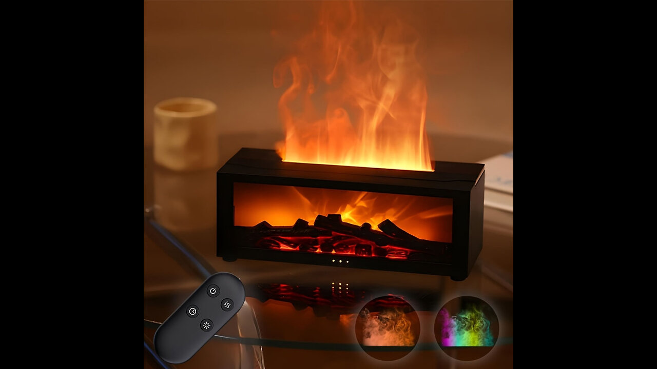 Realistic Flame Humidifier! Aroma Diffuser & Night Light in One!