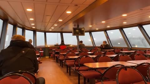 Ferry window collapses in harsh weather .