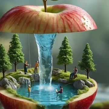 Water flows inside the apple #ai #shortvideo #shorts