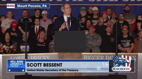 Treasury Secretary Scott Bessent Addresses Crowd Ahead Of President Trump's Economic Speech In Scranton, Pennsylvania