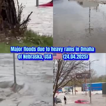 🚨Major floods due to heavy rains in Omaha of Nebraska, USA 🇺🇲 (24.04.2025)
