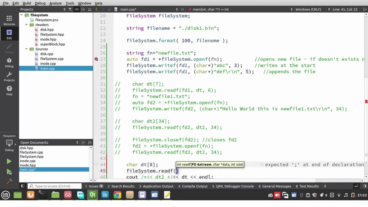 Student Work(Project) | COP 4634 Project 4 Part 2 - File Systems | Systems & Networks I | UWF