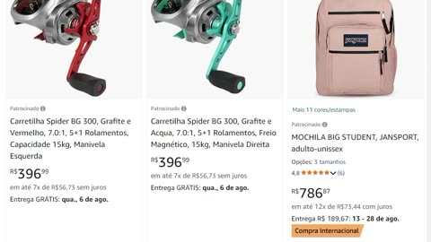 Carretilha Spider BG 300, Grafite e Vermelho, 7.0:1, 5+1 Rolamentos