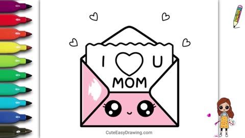 Shocking: How to Draw a Cute I LOVE YOU 'MOM' Card for Mother’s Day | Cute Easy
