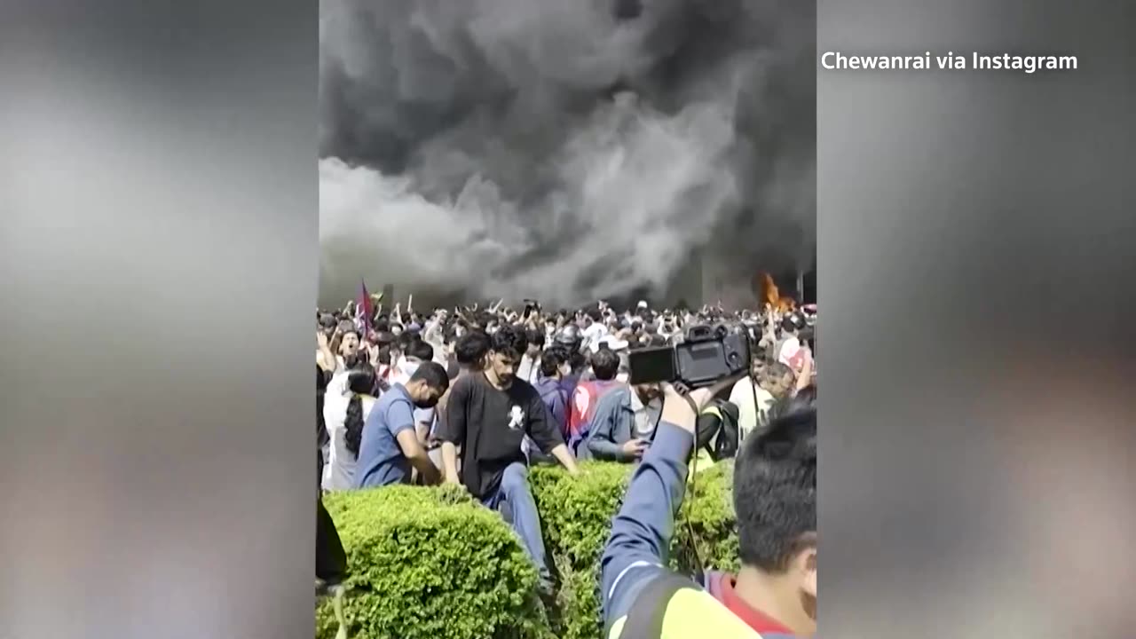 Fire rages at Nepalese parliament after protests spiral