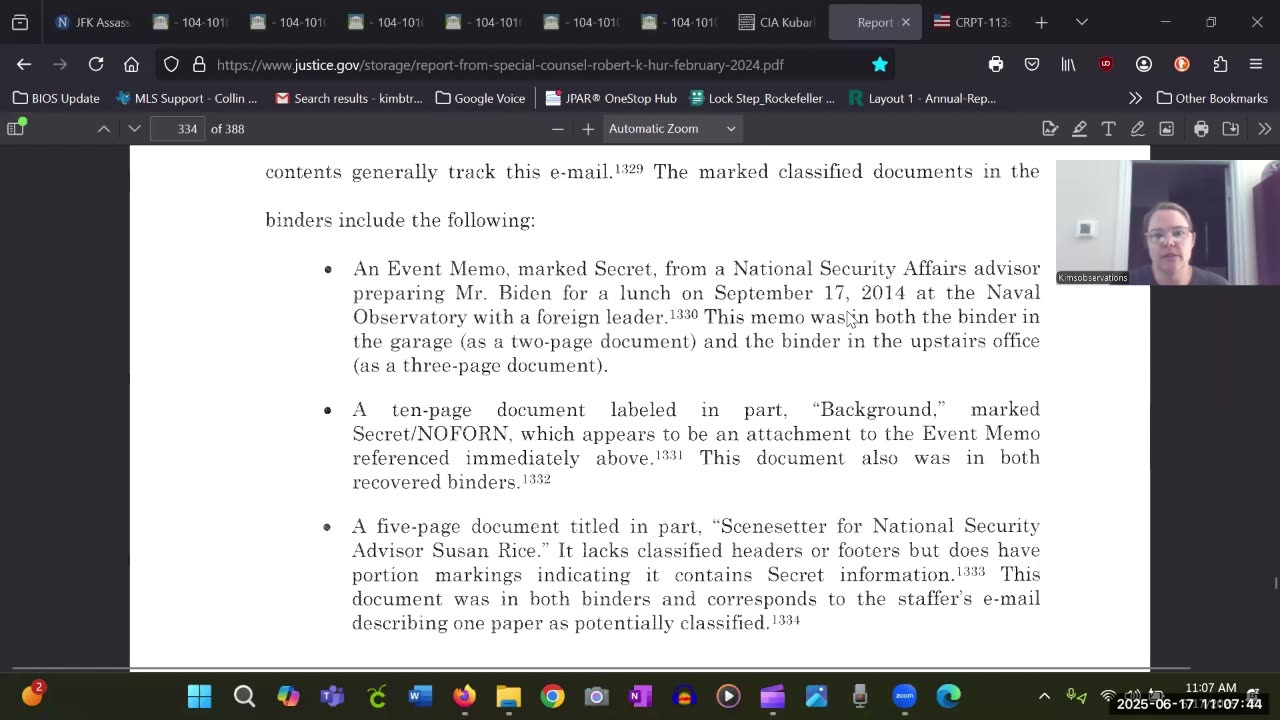 V 16 Robert Hur Classified Documents Report