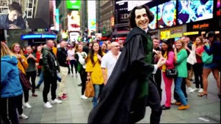 Severus Snape From The Harry Potter Series Is Dancing At Times Square, New York Fake Funny Parody