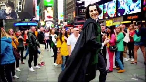 Severus Snape From The Harry Potter Series Is Dancing At Times Square, New York Fake Funny Parody