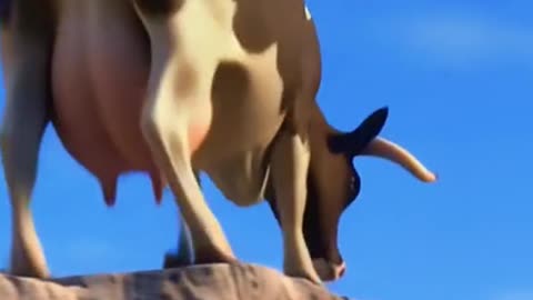 Cows jump into the sea