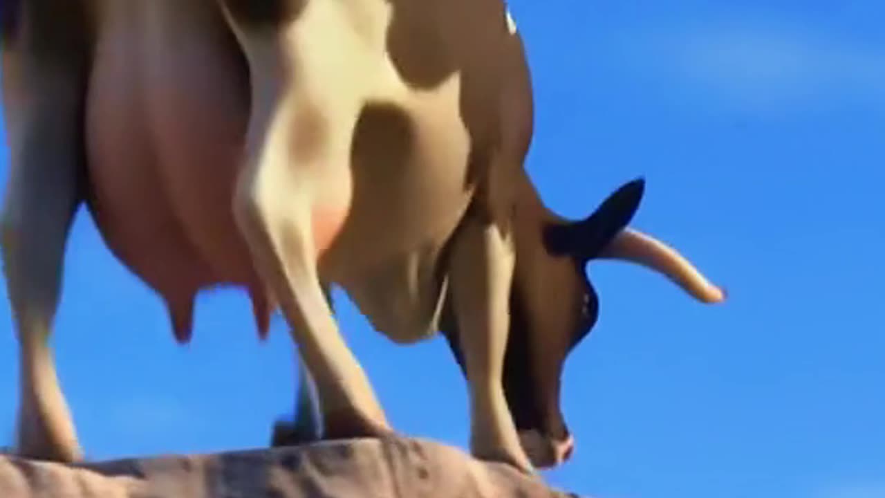 Cows jump into the sea