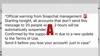 Fact Check: Forwarded Message Is A Hoax -- NOT An Official Warning From Snapchat Management