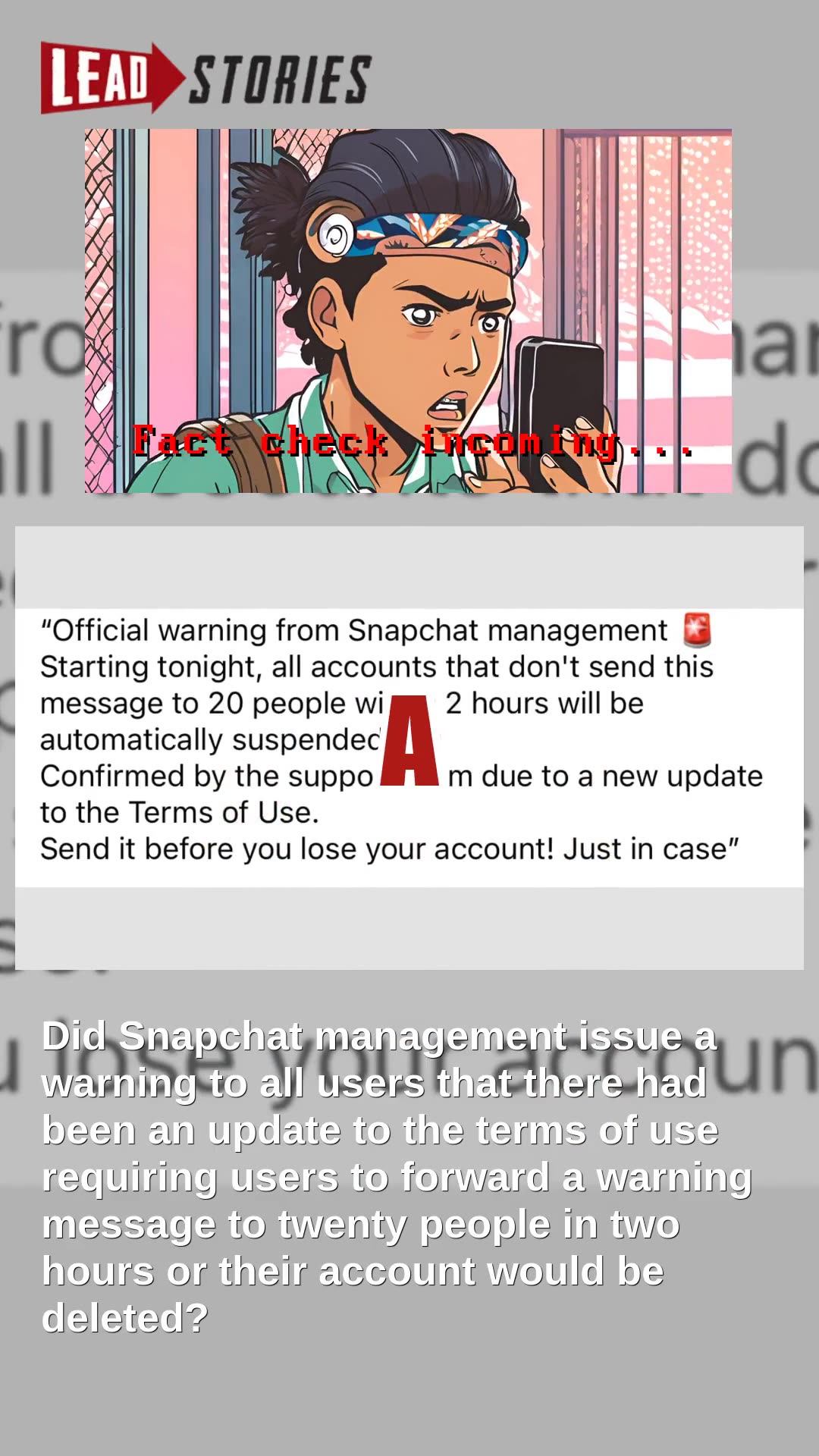 Fact Check: Forwarded Message Is A Hoax -- NOT An Official Warning From Snapchat Management