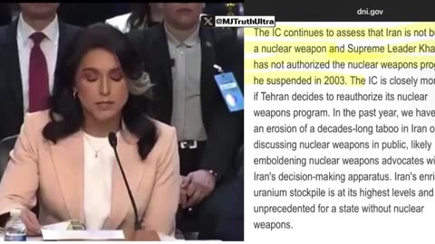 Tulsi Gabbard March 25, 2025: Iran IS NOT building a nuclear weapon