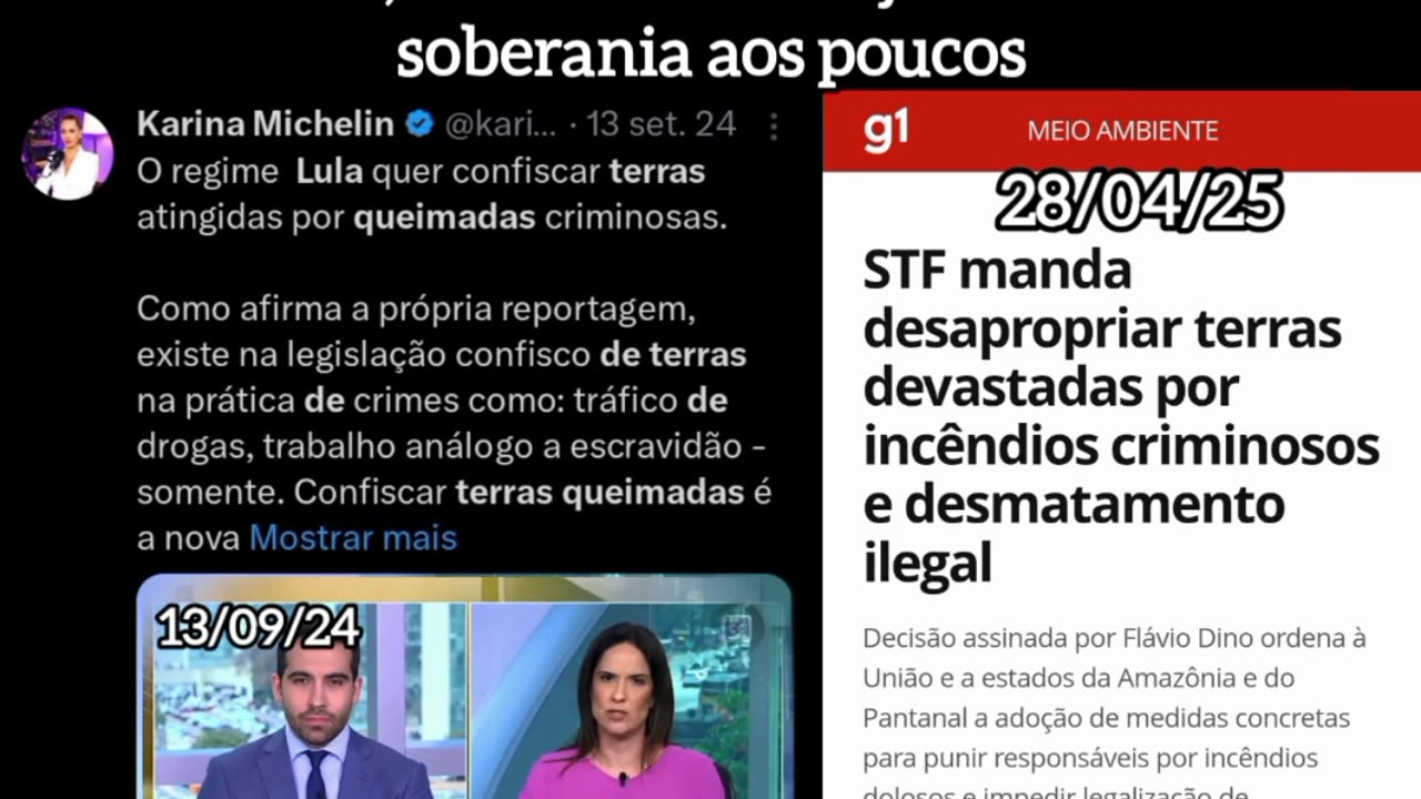 Assim como o 8/1 Foi planejado os incêndios também, tudo têm um objetivo tomar a soberania aos poucos O regime Lula quer confiscar terras atingidas por queimadas criminosas.