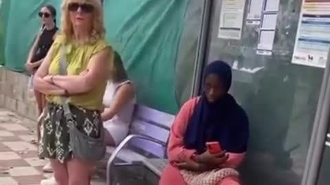 Muslim women are just bitches! The elderly lady has to stand!