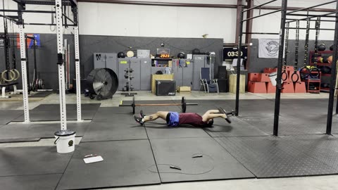 AMRAP11 44 DUs, 22 OH Sit-Ups 15lb Plate, 11 Hang Power Snatches 75 lbs