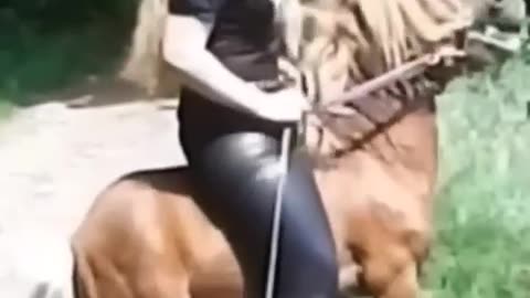 Police Lady Riding Pony