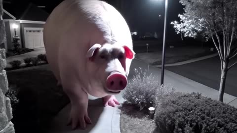 Huge pig caught on CCTV