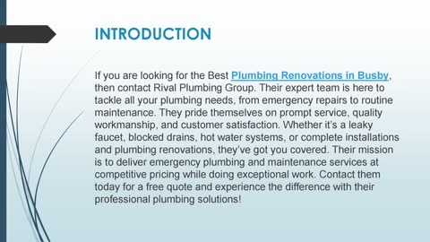 Best Plumbing Renovations in Busby