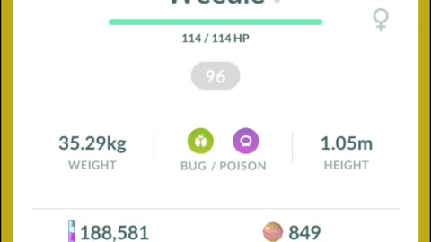 Pokemon Go Evolution - 96% iV Weedle ➡️ Kakuna ➡️ Beedrill