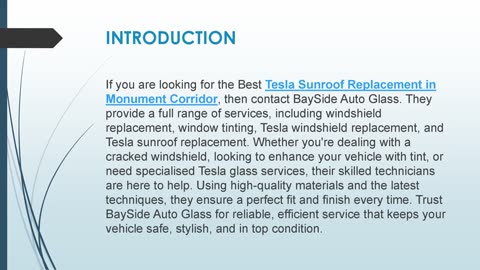 Best Tesla Sunroof Replacement in Monument Corridor