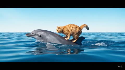 Cat Rides a Dolphin Like a Pro! 🐱🐬 | Unbelievable Friendship