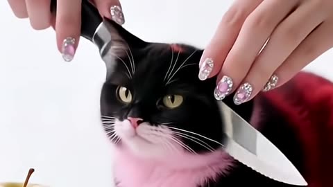 Cat cake cutting funny