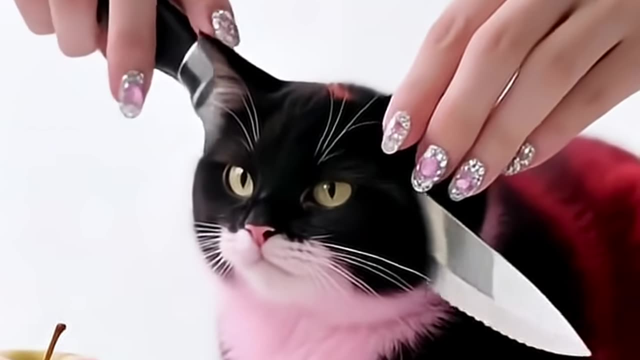 Cat cake cutting funny