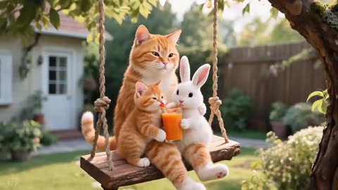 “Ginger & Mama Cat Rescue Abandoned Bunny 🐰💕 | Heartwarming Animal Story”