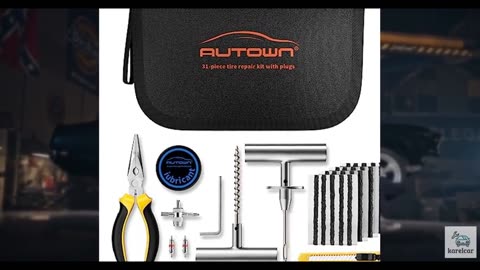 AUTOWN Flat Tire Repair Kit with Plugs 31 Pcs for Car, Motorcycle, ATV, Jeep, Tr