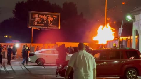 🔴 BREAKING NOW: As darkness falls in LA rioters trying to burn down buildings! 12:29 AM (6.08.25) ILLEGALS!? PAID NO DOUBT! ALL ORGANIZED!!!
