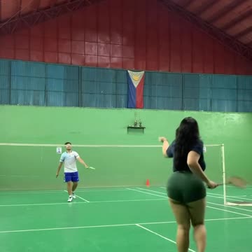 Playing badminton