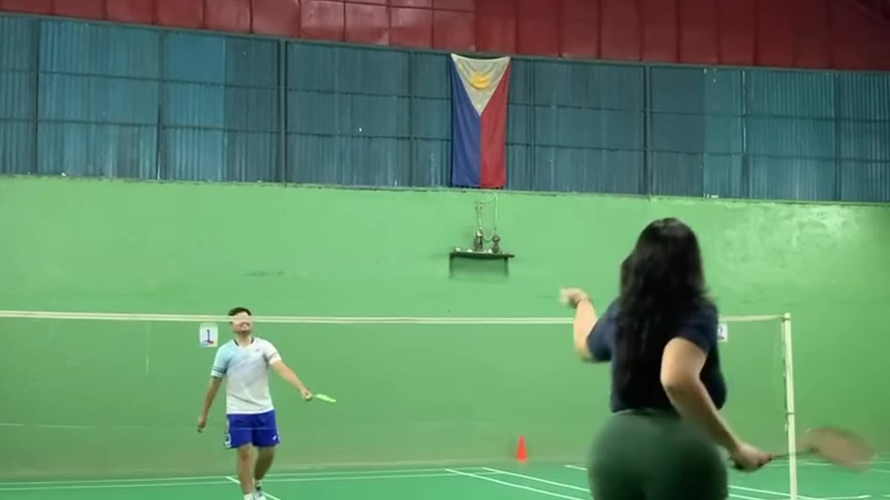 Playing badminton