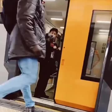 In Italy she kicks him off train because he doesn't have a ticket and he puts his