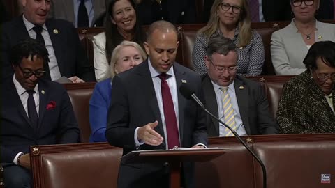 Somebody yelled "THANK GOD" because they thought Hakeem Jeffries said was done speaking.